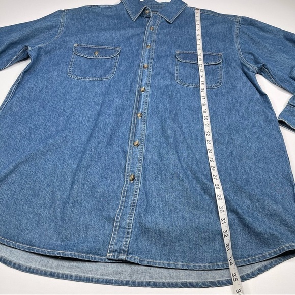Northcrest Denim Shirt Button Long Sleeve Vintage Blue Western Work Outdoor XXLT - Picture 8 of 12